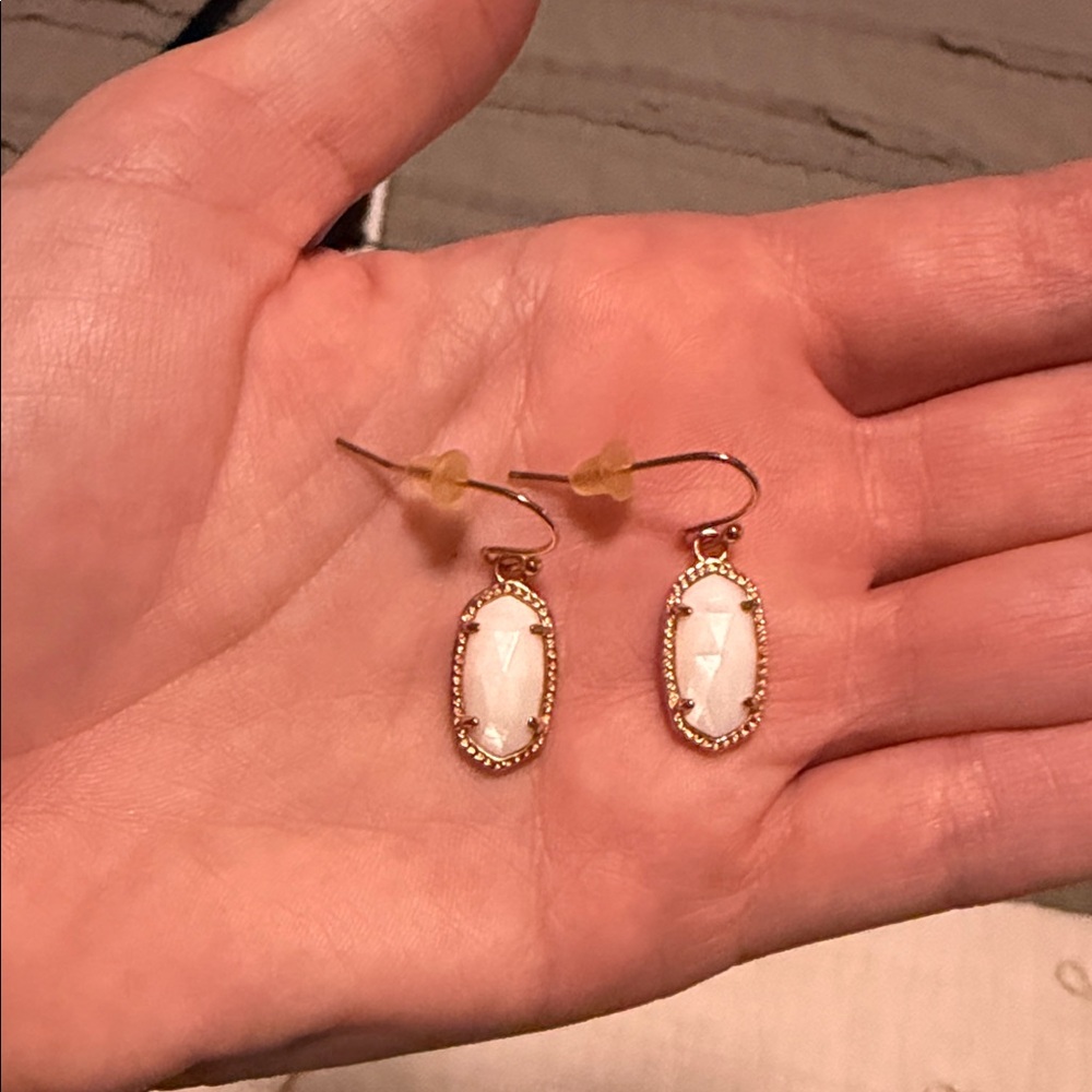 Kendra Scott Gold and White Drop Earrings